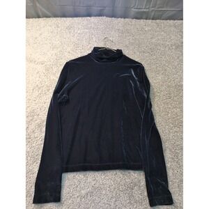 Skea Shimmies Black Velvet Turtleneck Long Sleeve Top Women's Size L